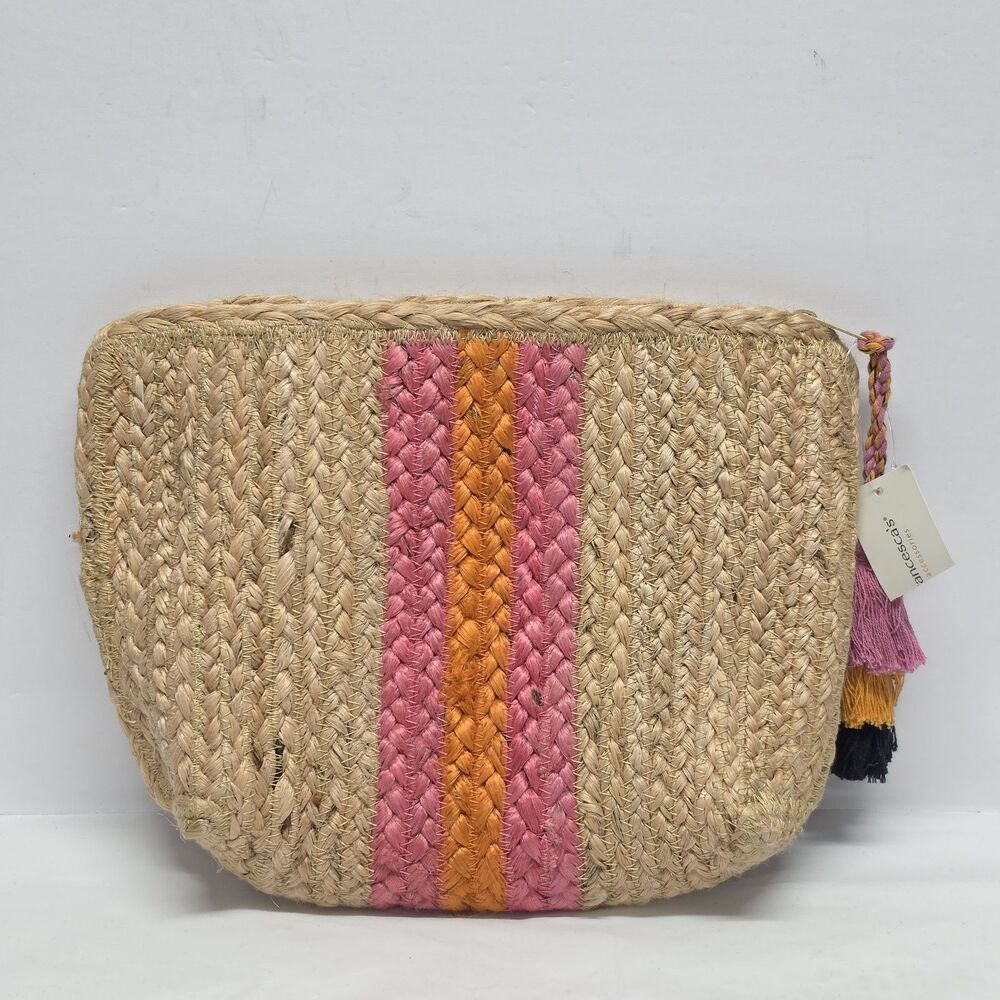 Francesca's Shiraleah Etta Zip Pouch Jute Clutch NWT Boho Hippie Beach Vacation